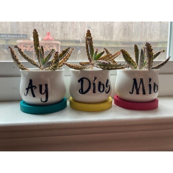 AY DIOS MIO - Mini Planters, 3 Piece Set, Small Succulent Plant Holders - Picture 3 of 3